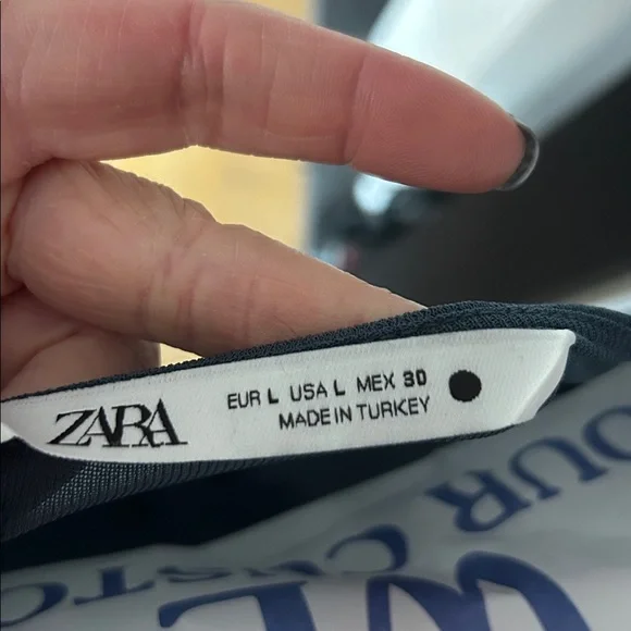 ZARA BLUE/GRAY KNOTTED ASYMMETRIC DRESS - ZW COLLECTION - Picture 7 of 7